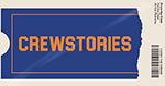 Crew Stories logo that looks like a blockbuster rental tape